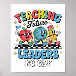Toekomstige Leiders Leren Geen Cap Groovy Terug Na Poster