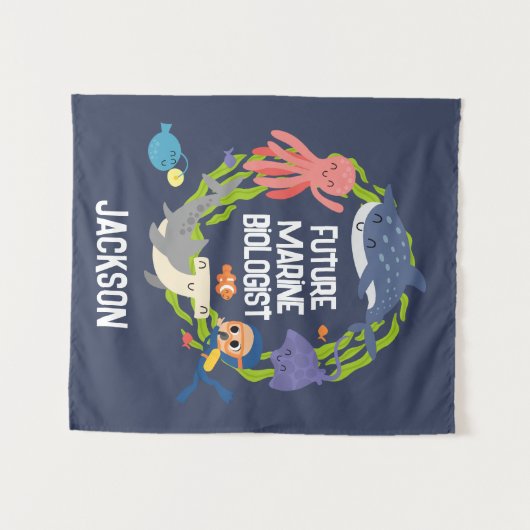 Toekomstige mariene bioloog met de naam Plaque Tap Wandkleed (Voorkant (horizontaal))