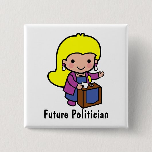 Toekomstige meisje Politicus / Speaker Vierkante Button 5,1 Cm (Voorkant)
