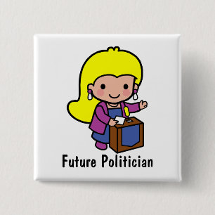 Toekomstige meisje Politicus / Speaker Vierkante Button 5,1 Cm