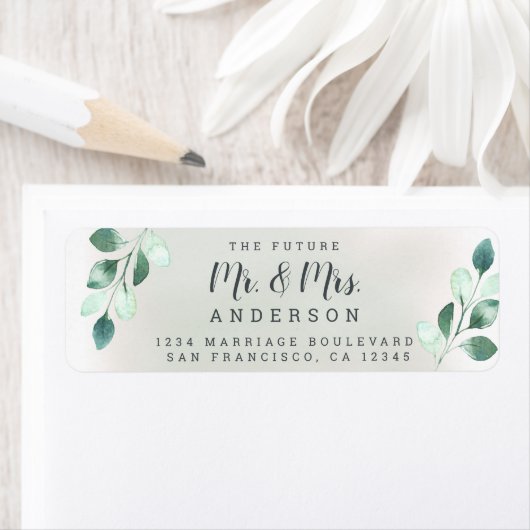Toekomstige Meneer Mevrouw Groen Gebladerte Huweli Etiket (Insitu)