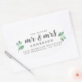 Toekomstige Meneer Mevrouw Groen Loof Huwelijksadr Ovale Sticker (Envelop)