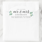 Toekomstige Meneer Mevrouw Groen Loof Huwelijksadr Ovale Sticker (Tas)