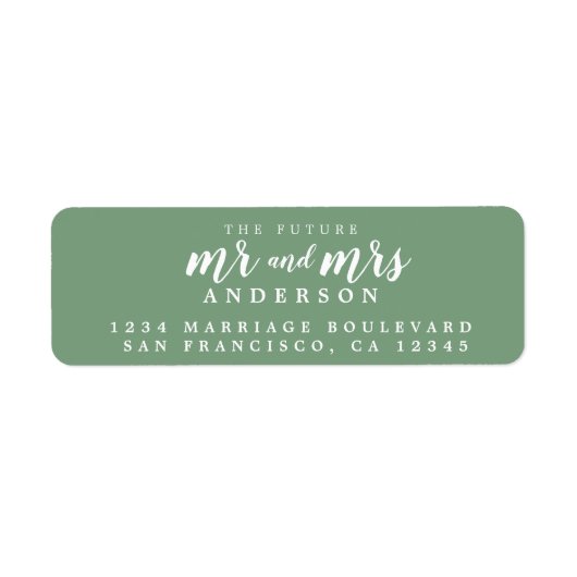 Toekomstige Meneer Mevrouw Mineraalgroene Huwelijk Etiket (Voorkant)