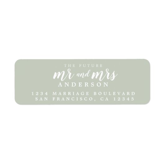 Toekomstige Meneer Mevrouw Pastelgroene Huwelijks Etiket (Voorkant)