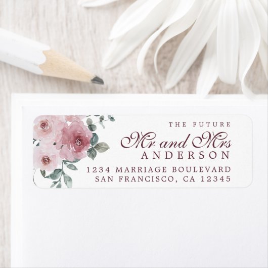 Toekomstige Meneer Mevrouw Roze Bourgondië Bloem R Etiket (Insitu)