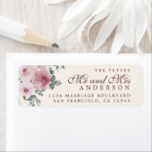 Toekomstige Meneer Mevrouw Roze Burgundy Bloem Ret Etiket (Insitu)