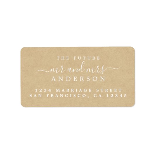 Toekomstige meneer mevrouw script kraftpapier huwe etiket (Voorkant)