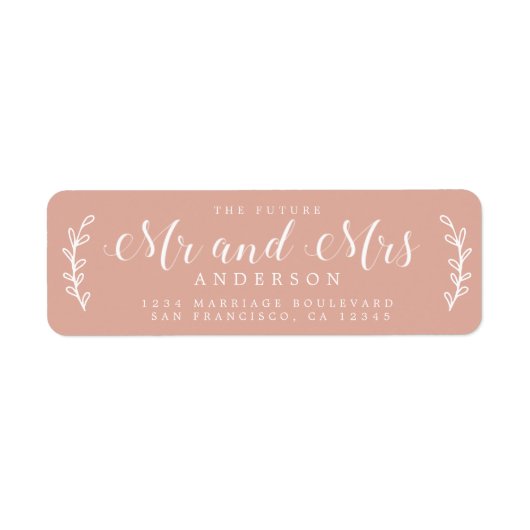 Toekomstige Meneer Mevrouw Script Stof Roze Retour Etiket (Voorkant)
