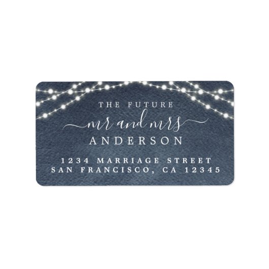 Toekomstige Meneer Mevrouw Sfeerverlichting Blauw  Etiket (Voorkant)