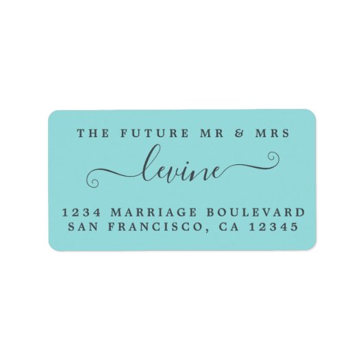 Toekomstige Meneer Mevrouw Turquoise Huwelijk Reto Etiket (Voorkant)
