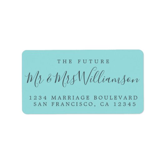 Toekomstige Meneer Mevrouw Turquoise Trouw Retoura Etiket (Voorkant)