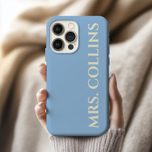 Toekomstige Mevrouw Aangepaste Babyblauwe Bachel iPhone 15 Pro Max Hoesje