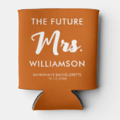 Toekomstige Mevrouw Achternaam Bachelorette Oranje Blikjeskoeler (Voorkant)