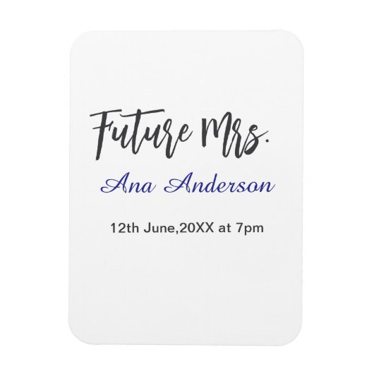 Toekomstige mevrouw achternaam bruid purper grijs  magneet (Verticaal)