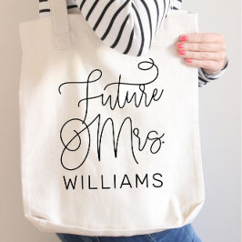 Toekomstige mevrouw Black Modern Schrift Aangepast Tote Bag