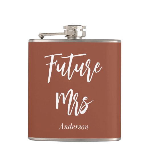 Toekomstige Mevrouw Bruid Bruin Terracotta Trouw Heupfles (Voorkant)