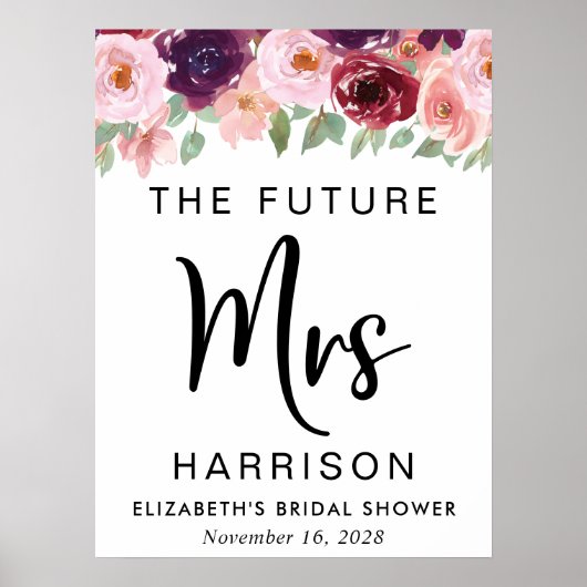Toekomstige Mevrouw Burgundy Bloemstuk Aangepaste  Poster (Voorkant)