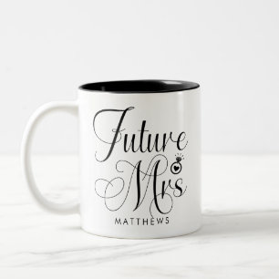 Toekomstige Mevrouw Calligraphy Gepersonaliseerde  Tweekleurige Koffiemok