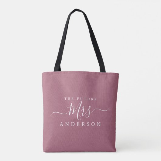 Toekomstige Mevrouw Chic Script Aangepaste Naam Br Tote Bag (Achterkant)