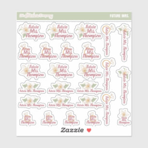 Toekomstige mevrouw Custom Name Labels Bruid to