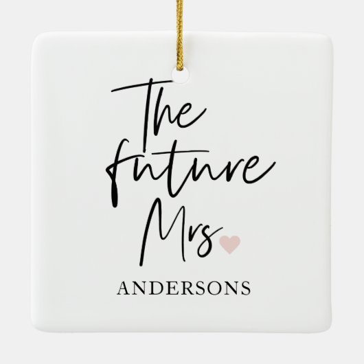 Toekomstige mevrouw en Jouw naam | Modern Beauty G Keramisch Ornament (Achterkant)