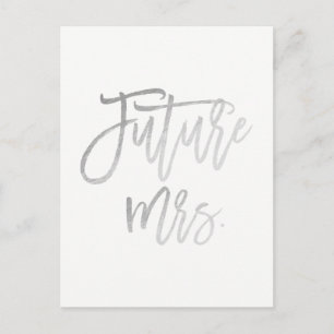 Toekomstige mevrouw Faux Silver Foil Modern redt d Aankondigingskaart