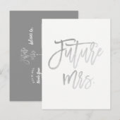 Toekomstige Mevrouw Faux Zilver Folie Modern Bewaa Aankondigingskaart (Voorkant / Achterkant)