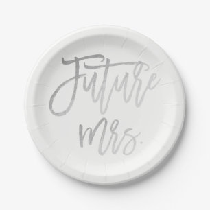 Toekomstige Mevrouw Faux Zilver Folie Moderne Brui Papieren Bordje