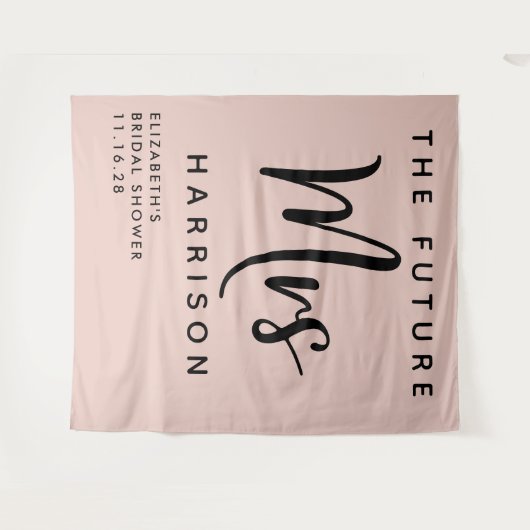 Toekomstige Mevrouw Gepersonaliseerde Roze Bruidsf Wandkleed (Voorkant (horizontaal))