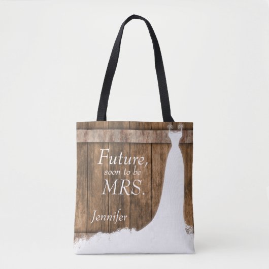 Toekomstige mevrouw in Rustic Wood Style Tote Bag (Voorkant)