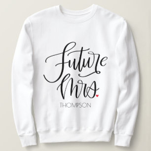 Toekomstige Mevrouw Moderne Calligrafie Rode Hart Trui