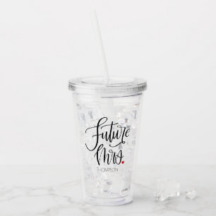 Toekomstige Mevrouw Moderne Kalligrafie Rode Hart Acryl Drinkbeker