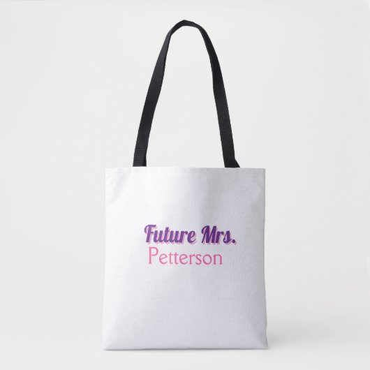 Toekomstige mevrouw naam bruid vrijgezellenfeest tote bag (Voorkant)