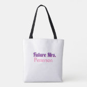 Toekomstige mevrouw naam bruid vrijgezellenfeest tote bag (Achterkant)