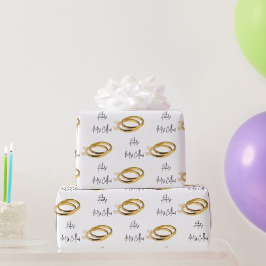 Toekomstige Mevrouw (naam) Elegante Trouwringen  Cadeaupapier (Feestgeschenken)