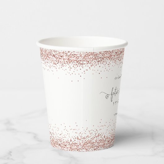 Toekomstige Mevrouw Naam Roze Gouden Glitter Bruid Papieren Bekers (Rechts)