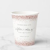 Toekomstige Mevrouw Naam Roze Gouden Glitter Bruid Papieren Bekers (Voorkant)