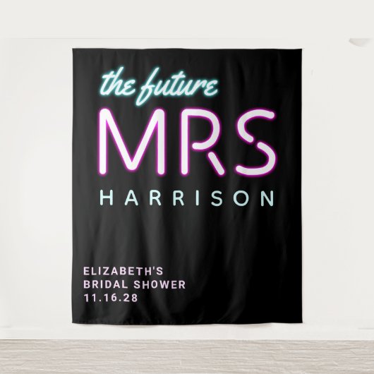 Toekomstige mevrouw Neonlichten Bruidsfeest Tapijt Wandkleed (Voorkant)