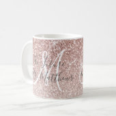 Toekomstige mevrouw Roos Gold Glitter Monogram Koffiemok (Voorkant links)