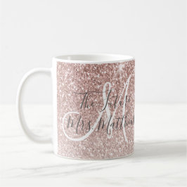 Toekomstige mevrouw Roos Gold Glitter Monogram Koffiemok