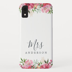 Toekomstige mevrouw Roze Bloem Chic Script Bruid G Case-Mate iPhone Case