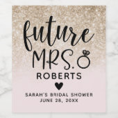 Toekomstige Mevrouw Roze en Gouden Bruidsfeest Wijn Etiket (Enkel label)