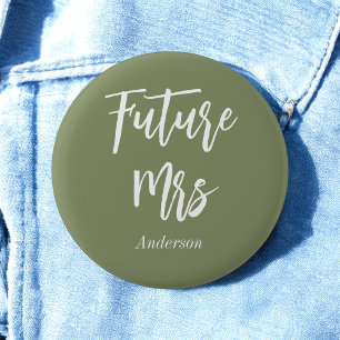 Toekomstige mevrouw Sage Green Bruid Knoop Ronde Button 5,7 Cm