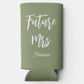 Toekomstige Mevrouw Sage Groen Witte Bruid Seltzer Blikjeskoeler (Achterkant)