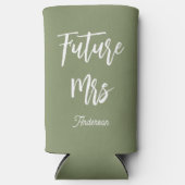 Toekomstige Mevrouw Sage Groen Witte Bruid Seltzer Blikjeskoeler (Voorkant)