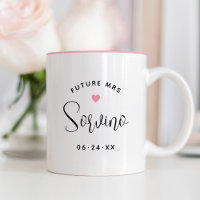 Toekomstige Mevrouw Script Roze Huwelijk Monogram