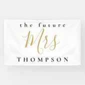 Toekomstige mevrouw Surname Gold Black Typografie Spandoek (Horizontaal)