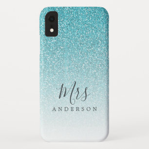 Toekomstige Mevrouw Tropisch Blauw Glitter Chic Sc Case-Mate iPhone Case