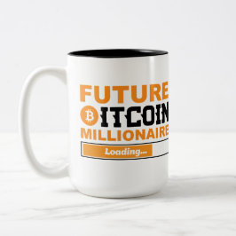 Toekomstige Miljonair Bitcoin Humor Cryptovaluta  Tweekleurige Koffiemok